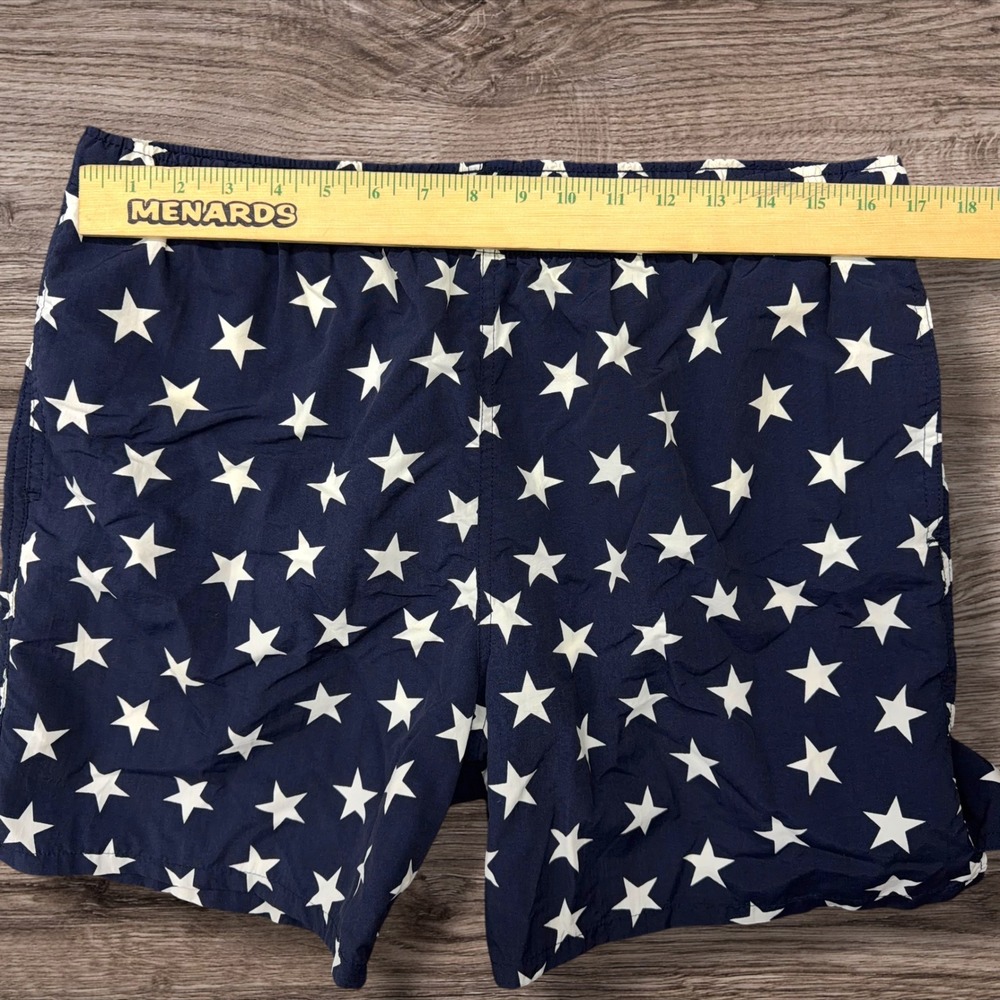 Vtg Lands End Swim Trunks Mens M 32-34 Navy Blue White Star Mesh Lining USA Made - Picture 5 of 12